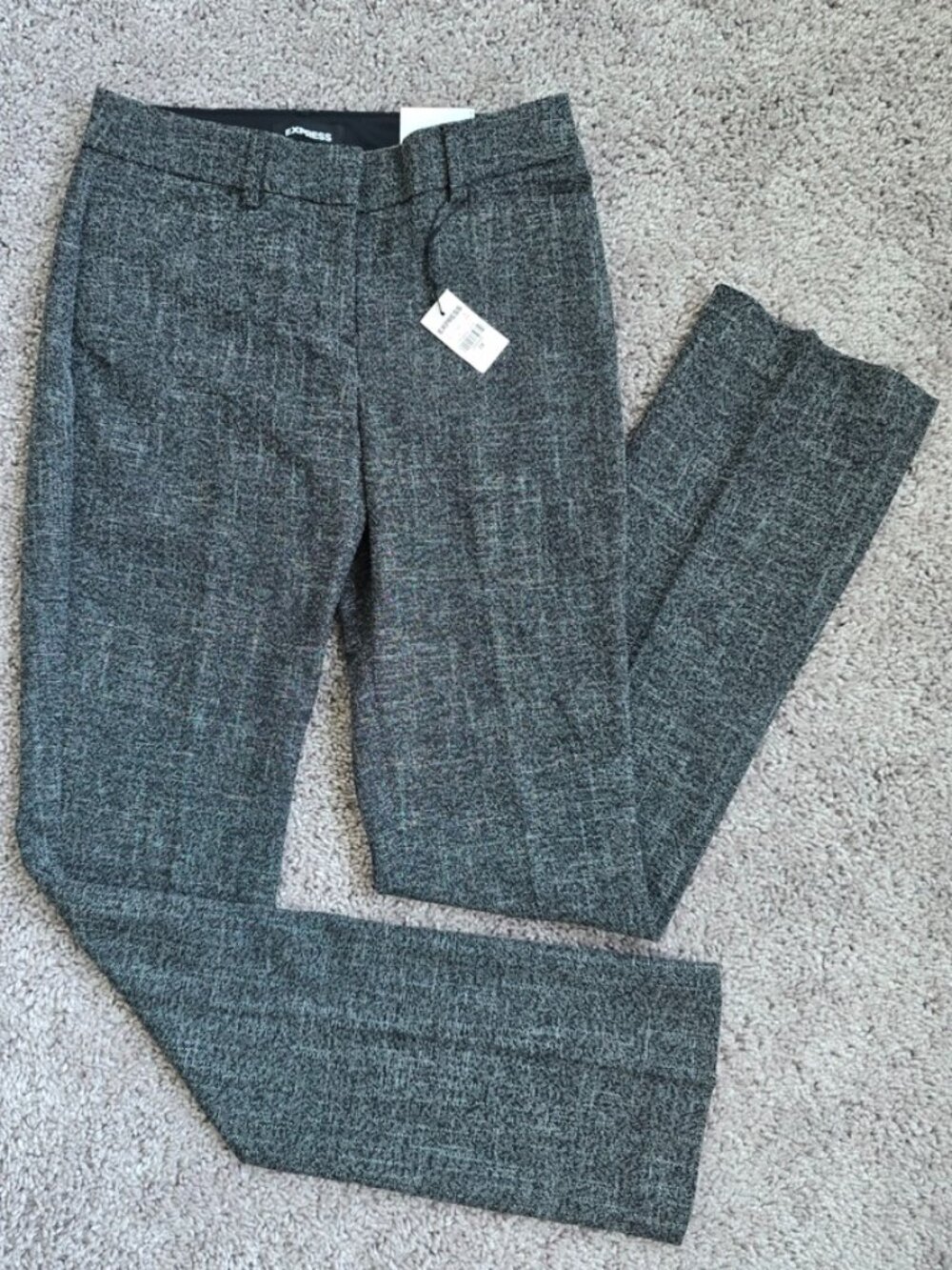Express Columnist Barely Boot Dress Pants Womens 0 Speckled Tweed Mid Rise New